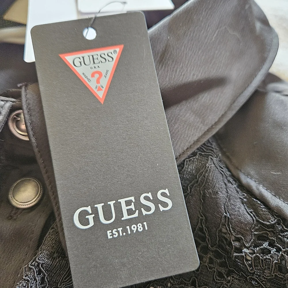 Guess Black Lace Button-Up Shirt - Picture 3 of 5